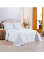 Kit cobre leito colcha atualle casal padrão dupla face microfibra 3 peças - branco