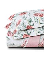 Kit cobre leito colcha maris queen estampado dupla face percalle 200 fios 3 peças hortênsia salmão