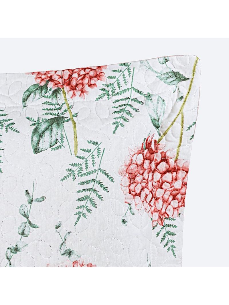 Kit cobre leito colcha maris queen estampado dupla face percalle 200 fios 3 peças hortênsia salmão