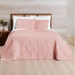 Kit cobre leito colcha arcos casal padrão dupla face matelado 200 fios 3 peças rosa