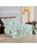 Kit cobre leito colcha belle casal padrão estampado dupla face 400 fios 3 peças quadriculado verde