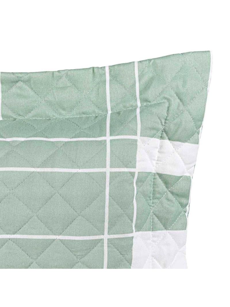 Kit cobre leito colcha belle casal padrão estampado dupla face 400 fios 3 peças quadriculado verde