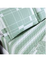 Kit cobre leito colcha belle casal padrão estampado dupla face 400 fios 3 peças quadriculado verde