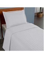 Kit cobre leito colcha bellini solteiro dupla face percal 300 fios textura matelassê 2 peças - branco