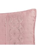 Kit cobre leito colcha bouclê casal padrão laise bordada micropercal 200 fios 3 peças - sal rosa