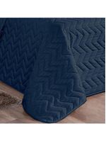 Kit cobre leito colcha mistral queen microfibra dupla face 7 peças - azul marinho