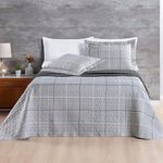 Kit cobre leito colcha celi casal padrão dupla face micropercal 200 fios 3 peças xadrez grid cinza