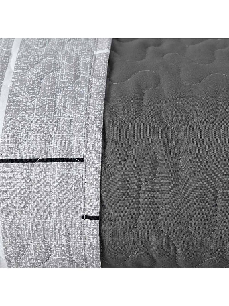 Kit cobre leito colcha celi casal padrão dupla face micropercal 200 fios 3 peças xadrez grid cinza