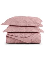 Kit cobre leito colcha adele casal padrão dupla face micropercal 300 fios 3 peças - rosê