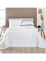Kit cobre leito colcha alexa pompom casal padrão dupla face micropercal 3 peças - branco