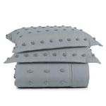 Kit cobre leito colcha alexa pompom queen dupla face micropercal 3 peças - cinza
