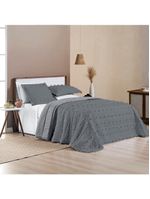 Kit cobre leito colcha alexa pompom queen dupla face micropercal 3 peças - cinza