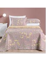 Kit cobre leito colcha dallas king dupla face estampada 3 peças - rosê lavanda floral