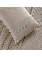 Kit cobre leito colcha bouclê casal padrão laise bordada micropercal 200 fios 3 peças - bege taupe