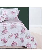 Kit cobre leito colcha celi solteiro dupla face micropercal 200 fios 2 peças - palha florido