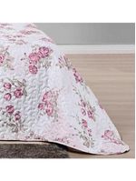 Kit cobre leito colcha celi solteiro dupla face micropercal 200 fios 2 peças - palha florido