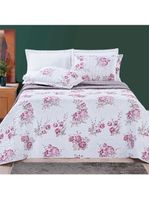 Kit cobre leito colcha celi casal padrão dupla face micropercal 200 fios 3 peças - palha florido