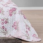 Kit cobre leito colcha celi casal padrão dupla face micropercal 200 fios 3 peças - palha florido