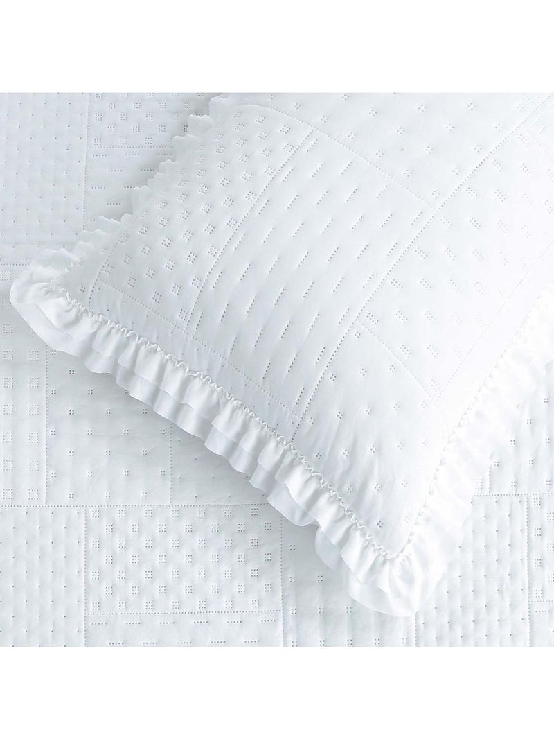 Kit cobre leito colcha maison casal padrão c/ babado percal 300 fios 3 peças - branco