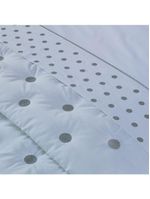 Kit cobre leito colcha garland super king 100% algodão 400 fios acetinado bordado 5 peças - branco e cinza