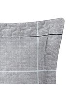 Kit cobre leito colcha celi queen dupla face micropercal 200 fios 3 peças xadrez grid cinza