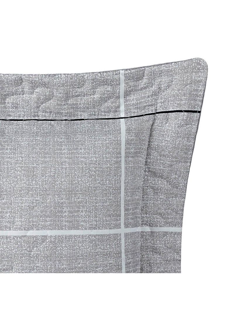 Kit cobre leito colcha celi queen dupla face micropercal 200 fios 3 peças xadrez grid cinza