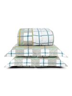 Kit cobre leito colcha belle casal padrão estampado dupla face 400 fios 3 peças grid verde
