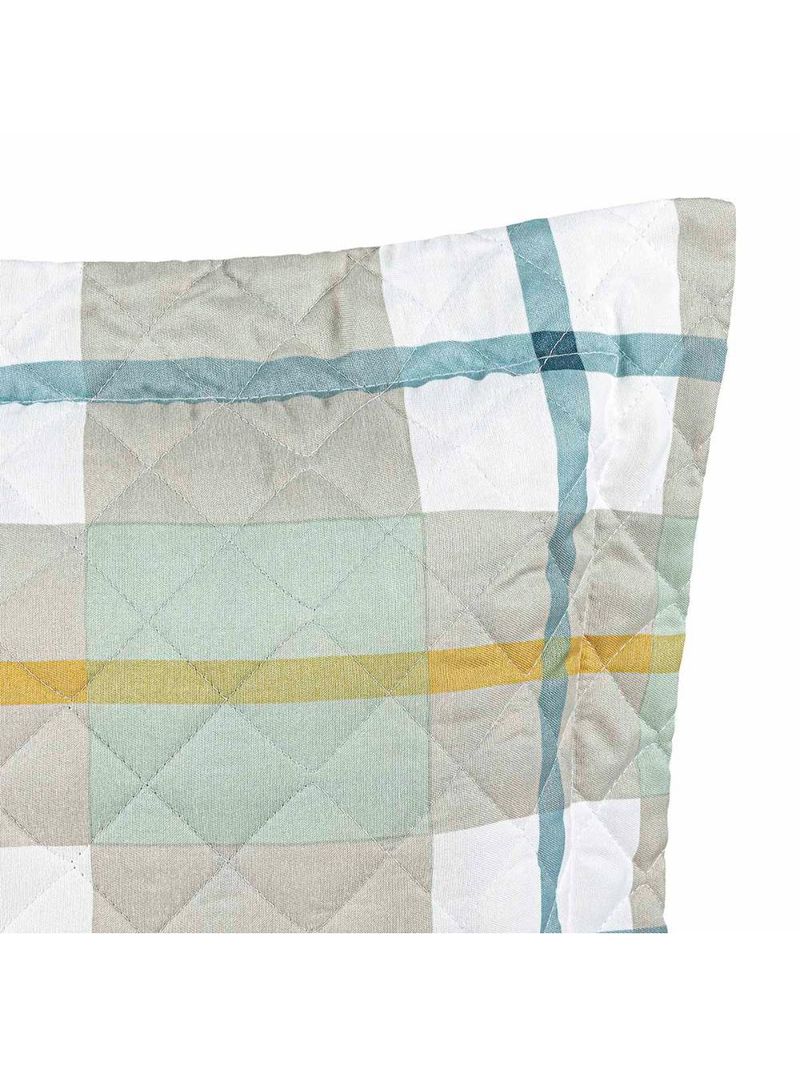 Kit cobre leito colcha belle casal padrão estampado dupla face 400 fios 3 peças grid verde