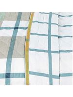 Kit cobre leito colcha belle casal padrão estampado dupla face 400 fios 3 peças grid verde