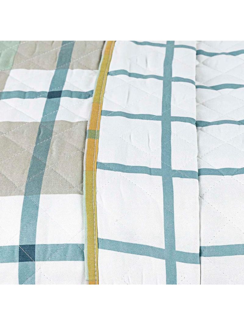 Kit cobre leito colcha belle casal padrão estampado dupla face 400 fios 3 peças grid verde