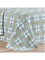 Kit cobre leito colcha belle casal padrão estampado dupla face 400 fios 3 peças grid verde
