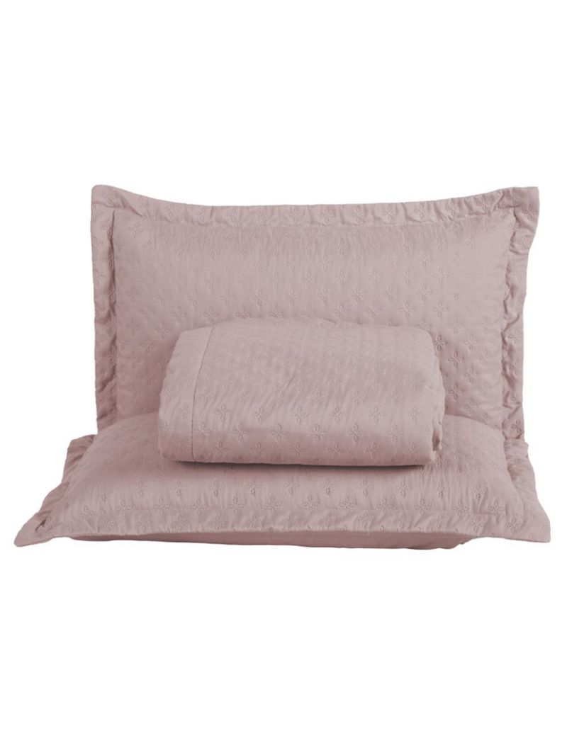 Kit cobre leito colcha atualle casal padrão dupla face microfibra 3 peças - rosê