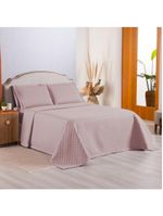 Kit cobre leito colcha atualle casal padrão dupla face microfibra 3 peças - rosê