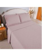 Kit cobre leito colcha atualle casal padrão dupla face microfibra 3 peças - rosê