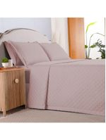 Kit cobre leito colcha atualle casal padrão dupla face microfibra 3 peças - rosê