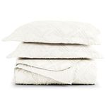 Kit cobre leito colcha adele casal padrão dupla face micropercal 300 fios 3 peças - branco off white