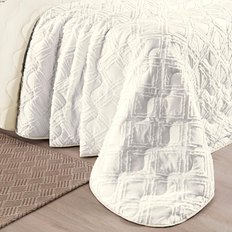 Kit cobre leito colcha adele casal padrão dupla face micropercal 300 fios 3 peças - branco off white