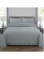 Kit cobre leito colcha maison queen c/ babado percal 300 fios 3 peças - cinza