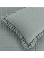 Kit cobre leito colcha maison queen c/ babado percal 300 fios 3 peças - cinza