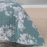 Kit cobre leito colcha celi queen dupla face micropercal 200 fios 3 peças - verde floral