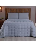 Kit cobre leito colcha livorno casal padrão acolchoado fofo macio malha 100% algodão 3 peças - cinza