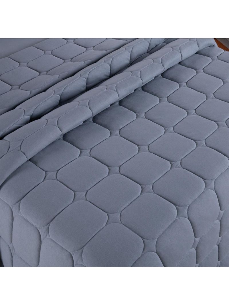 Kit cobre leito colcha livorno casal padrão acolchoado fofo macio malha 100% algodão 3 peças - cinza