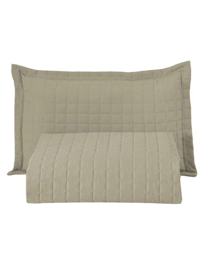 Kit cobre leito colcha bellini solteiro dupla face percal 300 fios textura matelassê 2 peças - cáqui