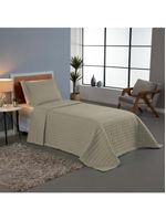 Kit cobre leito colcha bellini solteiro dupla face percal 300 fios textura matelassê 2 peças - cáqui