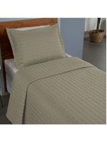 Kit cobre leito colcha bellini solteiro dupla face percal 300 fios textura matelassê 2 peças - cáqui