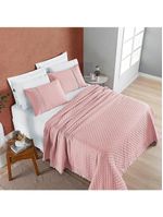 Kit cobre leito colcha bouclê king laise bordada micropercal 200 fios 3 peças - sal rosa