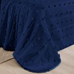 Kit cobre leito colcha alexa pompom casal padrão dupla face micropercal 3 peças - azul marinho