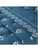 Kit cobre leito colcha garland super king 100% algodão 400 fios acetinado bordado 5 peças - azul marinho