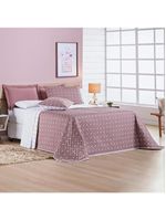 Kit cobre leito colcha meggy poá king dupla face micropercal 200 fios 3 peças - rosê