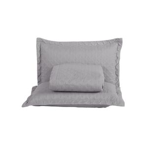 Kit cobre leito colcha atualle casal padrão dupla face microfibra 3 peças - cinza
